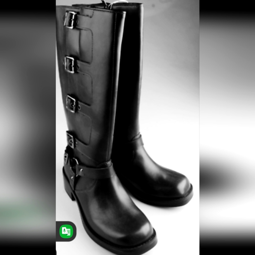 Wild Fable Black Tall Boots with Buckle Details